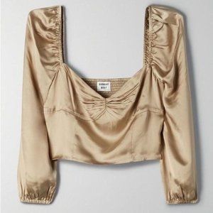 Aritzia Billie Blouse in Olive/Beige Size 4 Like New